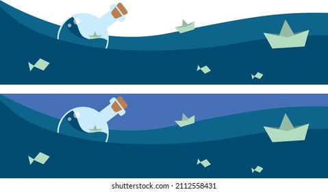 ocean waves bottled sea blue  background with boat