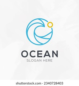 Ocean waves in a circle logo Simple and modern design template