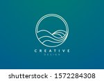 Ocean waves in a circle. Minimalistic and simple vector design