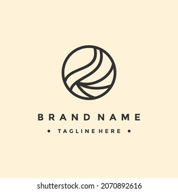 Ocean waves in a circle. Minimalistic and simple vector design