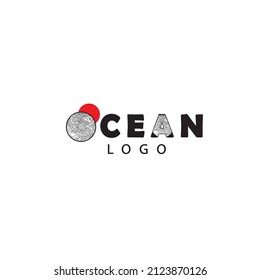 Olas oceánicas en círculo. Diseño de vectores minimalista y simple