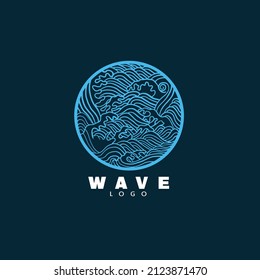 Ocean waves in a circle. Minimalistic and simple vector design