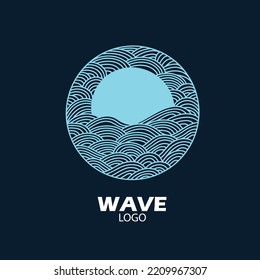 Ocean waves in a circle. Minimalistic and simple vector design