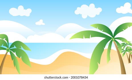 Ocean Waves Coconut Trees Blue Sky Stock Vector (Royalty Free ...