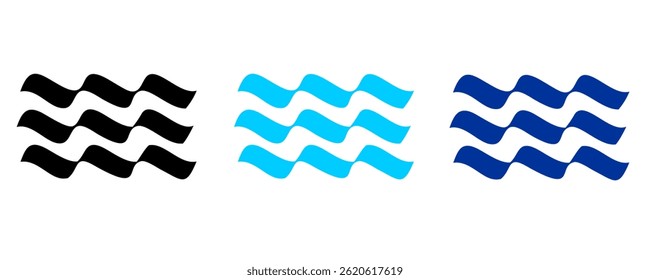 Ocean waves collection. Sea storm wave isolated. Waves, water elements set. Nature wave water storm linear style illustration