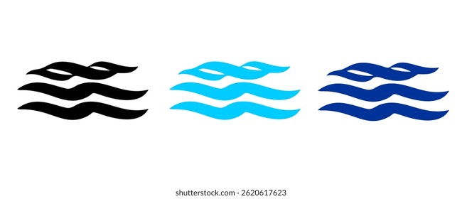 Coleção de ondas oceânicas. Onda de tempestade marinha isolada. Ondas, conjunto de elementos de água. Natureza onda água tempestade linear estilo ilustração