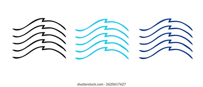 Ocean waves collection. Sea storm wave isolated. Waves, water elements set. Nature wave water storm linear style illustration
