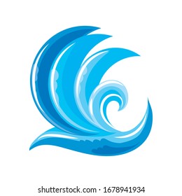 ocean waves with curling on white background vector illustration design