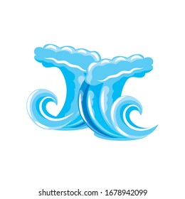 ocean waves with curling on white background vector illustration design
