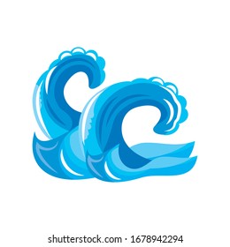 ocean waves with curling on white background vector illustration design