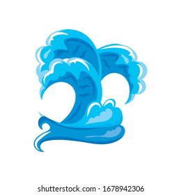 ocean waves with curling on white background vector illustration design
