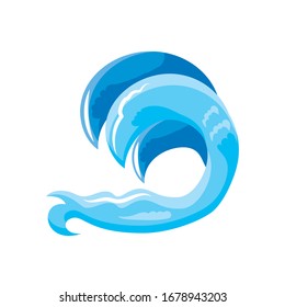 ocean waves with curling on white background vector illustration design