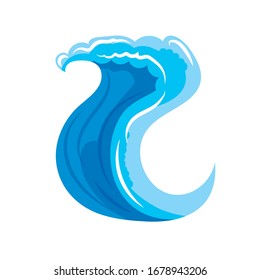 ocean waves with curling on white background vector illustration design