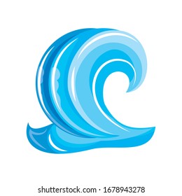 ocean waves with curling on white background vector illustration design