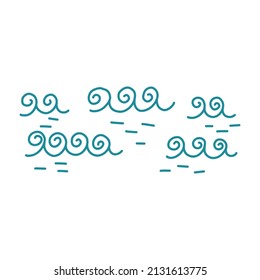 Ocean waves doodle illustration Hand drawn nursery baby scandinavian style, kids clipart naive art
