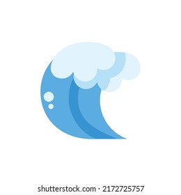 Ocean Waves Flat Icon - Summer Season Icon Vector Illustration