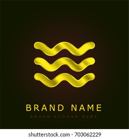 Ocean waves golden metallic logo