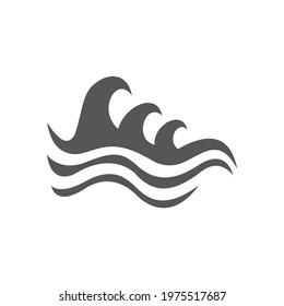 Ocean Waves Icon Black and White Vector Graphic
