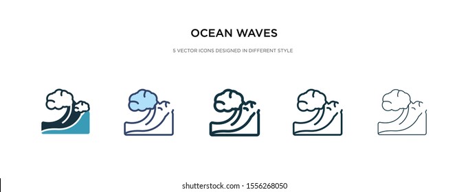 ocean waves icon in different style vector illustration. two colored and black ocean waves vector icons designed in filled, outline, line and stroke style can be used for web, mobile, ui