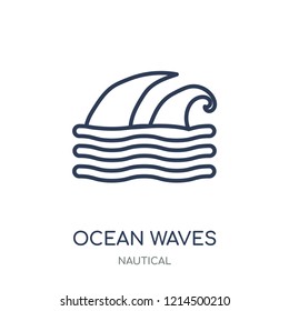 Ocean Waves icon. Ocean Waves linear symbol design from Nautical collection. Simple outline element vector illustration on white background.