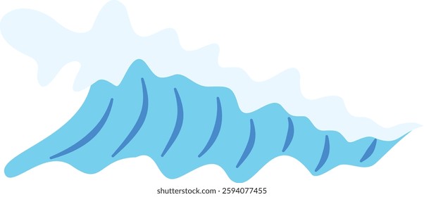 Ocean Waves Illustration in Abstract Design. Isolated on White Background.