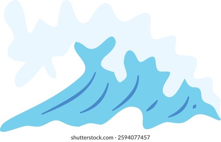 Ocean Waves Illustration in Abstract Design. Isolated on White Background.