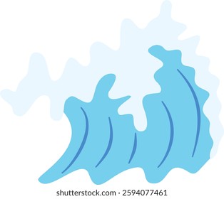Ocean Waves Illustration in Abstract Design. Isolated on White Background.