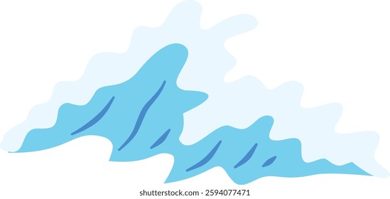 Ocean Waves Illustration in Abstract Design. Isolated on White Background.