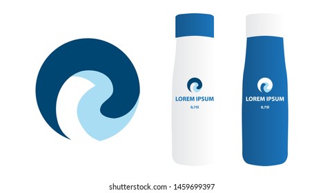 ocean waves, label and bottle. vector 