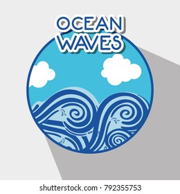 ocean waves with lanscape clouds design