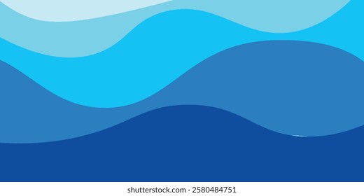 Ocean waves layered vector background illustration and sea beach vector illustration.