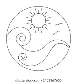 ocean waves line art logo. vector minimalistic design