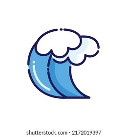 Ocean Waves Lineal Icon - Summer Season Icon Vector Illustration