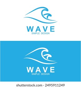 Ocean Waves Logo Design, Beach Icon Illustration. se puede utilizar para la comunidad de surf y aquellos relacionados con el mar