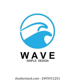 Ocean Waves Logo Design, Beach Icon Illustration. se puede utilizar para la comunidad de surf y aquellos relacionados con el mar