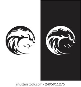 Ocean Waves Logo Design, Beach Icon Illustration. it can be use for the surf community and those related to the sea