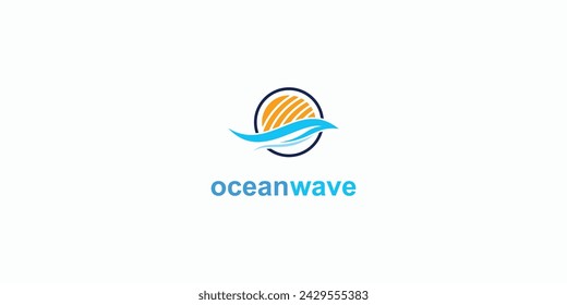 Símbolo de diseño de logotipo Ocean Waves con concepto único| vector premium