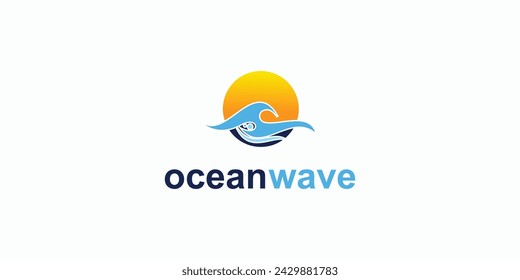 Ocean waves logo design symbol with unique concept| premium vector