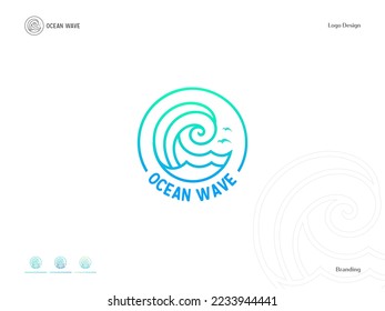 Ocean waves Logo. Minimal Sea Waves Logo design. Simple Wave Logo.