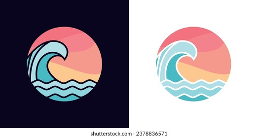 ocean waves minimalist logo white background