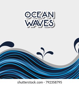 ocean waves with natural plants design