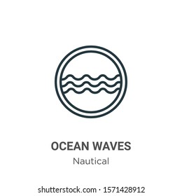 Ocean waves outline vector icon. Thin line black ocean waves icon, flat vector simple element illustration from editable nautical concept isolated on white background