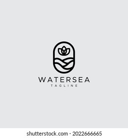 Ocean waves in an oval circle. Simple and modern logo design.