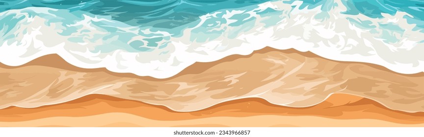 ocean waves over sand beach top view vector isolated