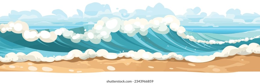 ocean waves over sand beach vector flat isolated