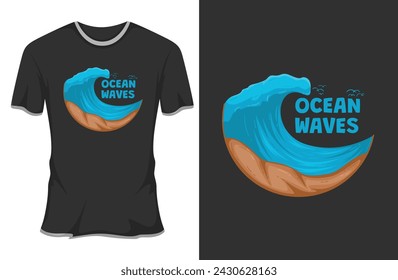 Ocean Waves Retro Vintage T Shirt Mockup