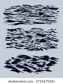 Ocean Waves. Sea Wave Set Blue Water Set Illustrations