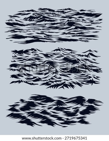 Ocean Waves. Sea Wave Set Blue Water Set Illustrations