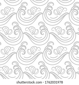 Olas oceánicas sin fisuras. Antecedentes de adorno tradicional japonés, chino. Ilustración del vector