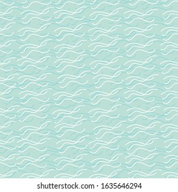ocean waves seamless vector pattern in pastel aqua blue